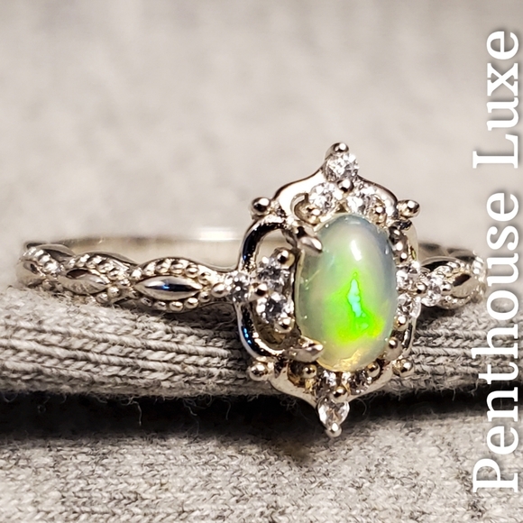 REAL Natural Opal Dome Oval Cut Sterling Silver Ring - Picture 3 of 6